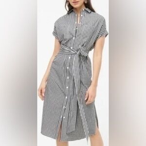J. Crew Black and White Checkered Midi Dress